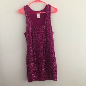 Magenta all over sequin dress